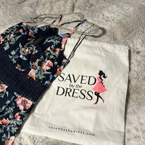 Navy blue flower romper with adjustable straps